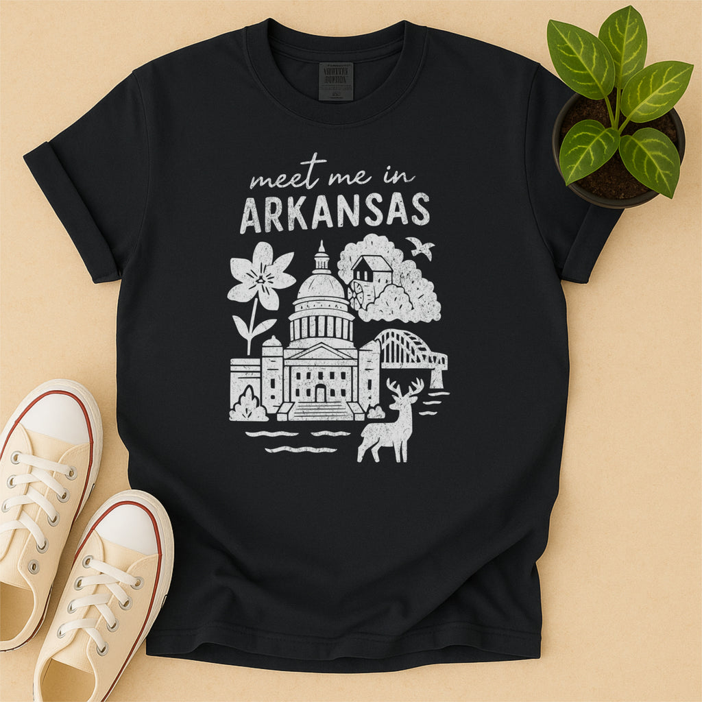 Meet Me In Arkansas Distressed Vintage Landmark State Shirt