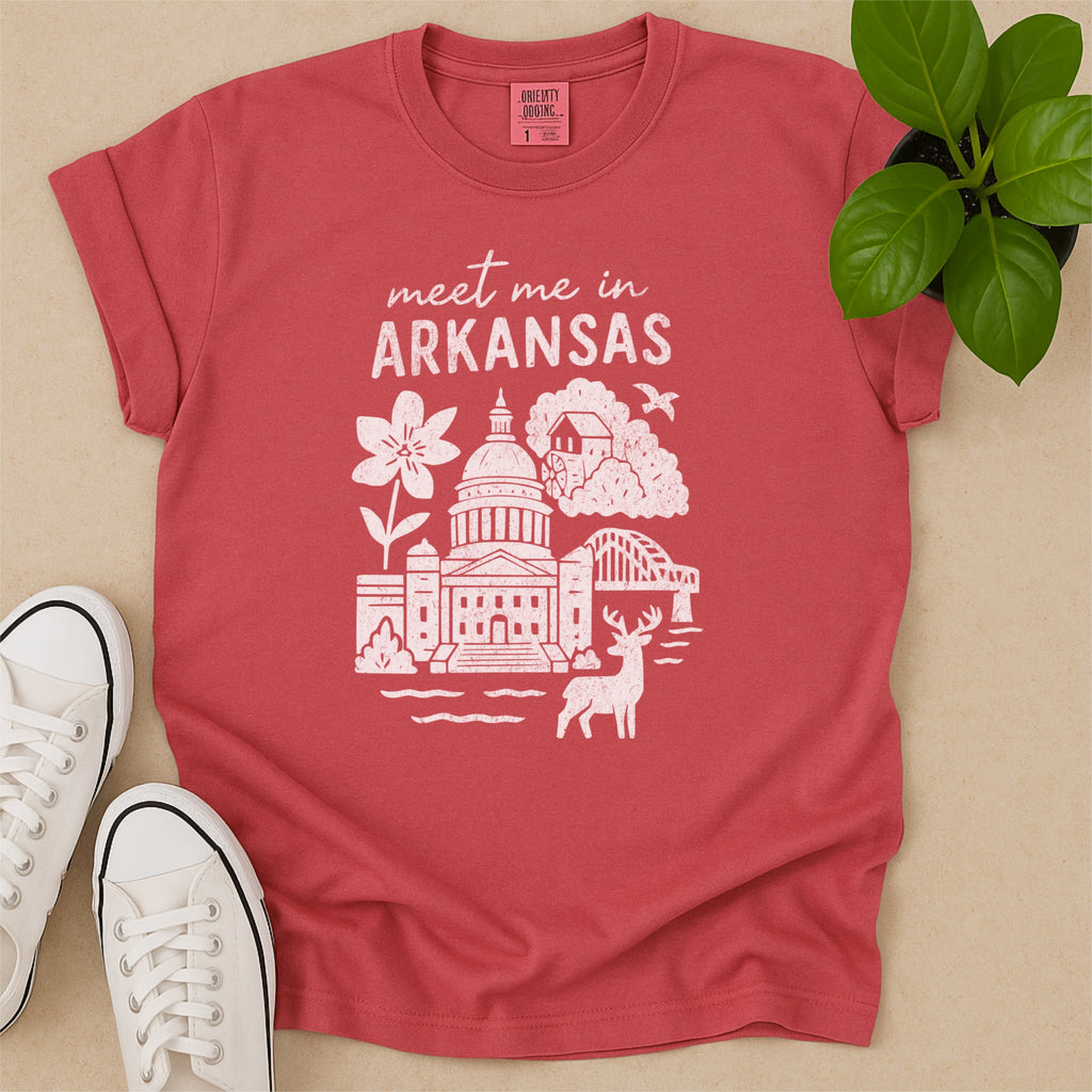 Meet Me In Arkansas Distressed Vintage Landmark State Shirt