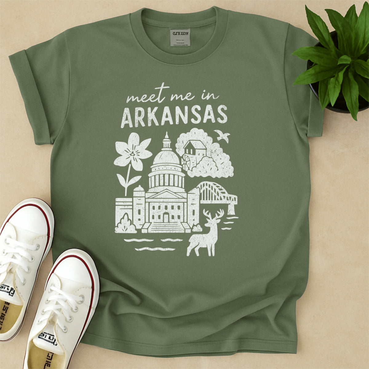 Meet Me In Arkansas Distressed Vintage Landmark State Shirt