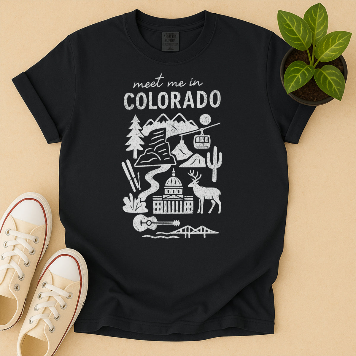 Meet Me In Colorado Distressed Vintage Landmark State Shirt