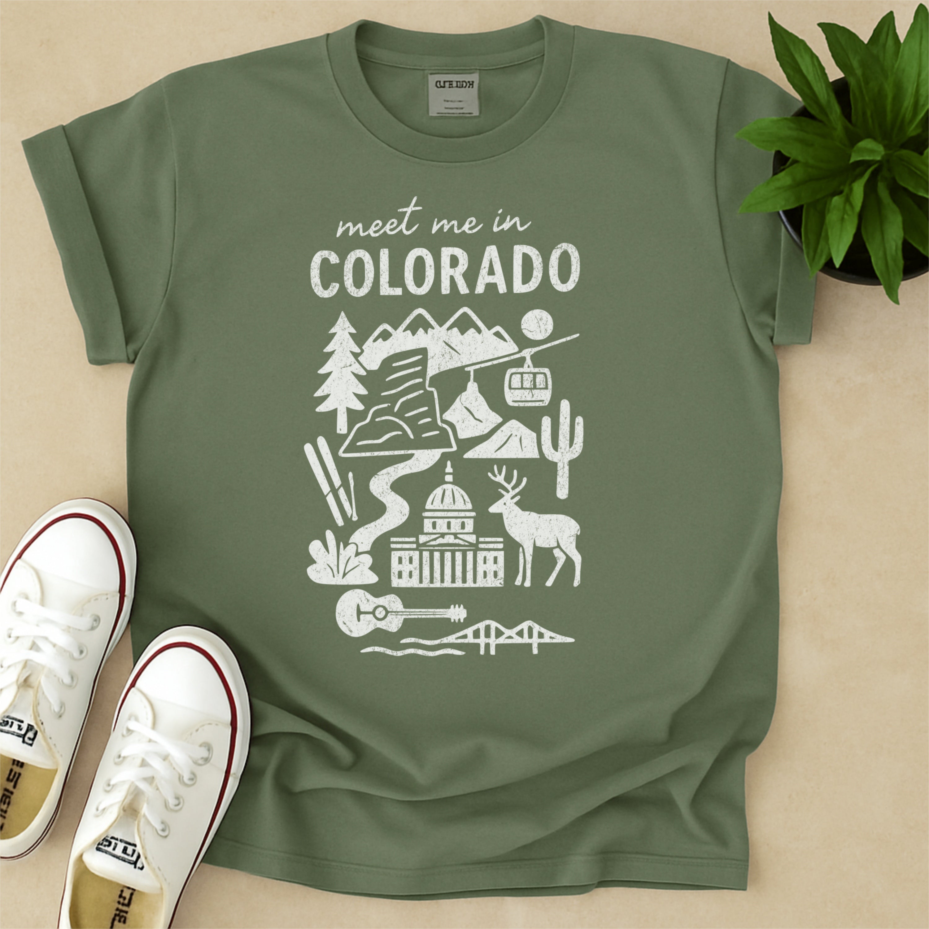 Meet Me In Colorado Distressed Vintage Landmark State Shirt