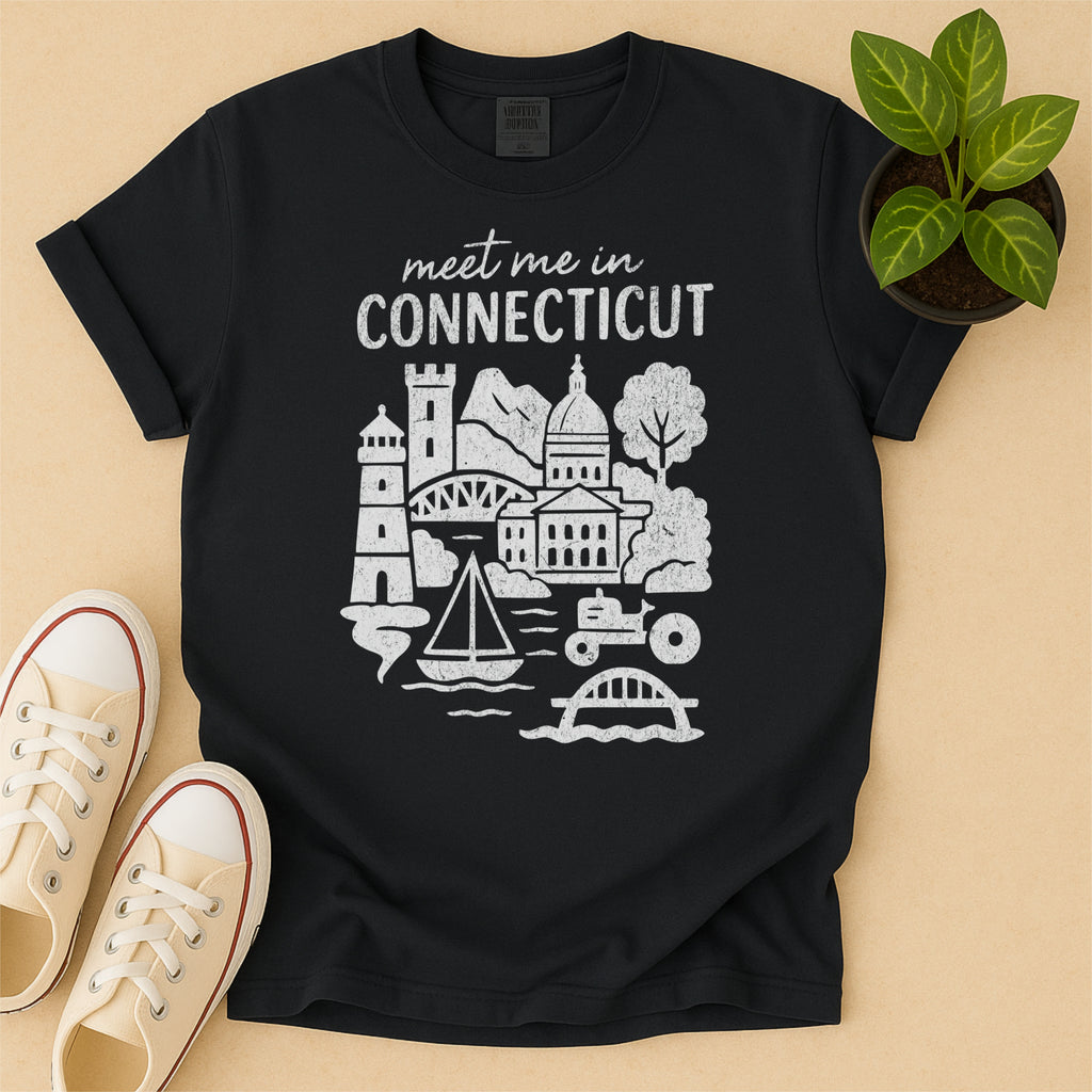 Meet Me In Connecticut Distressed Vintage Landmark State Shirt