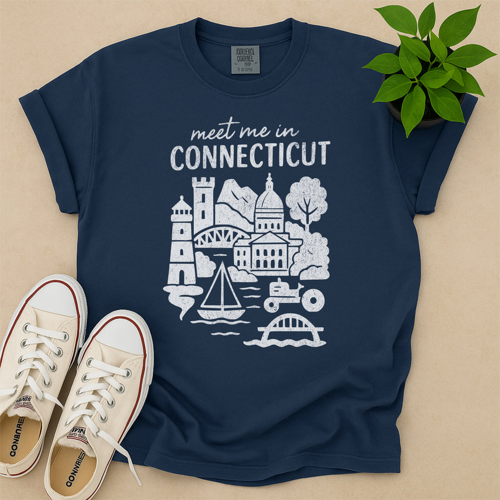 Meet Me In Connecticut Distressed Vintage Landmark State Shirt