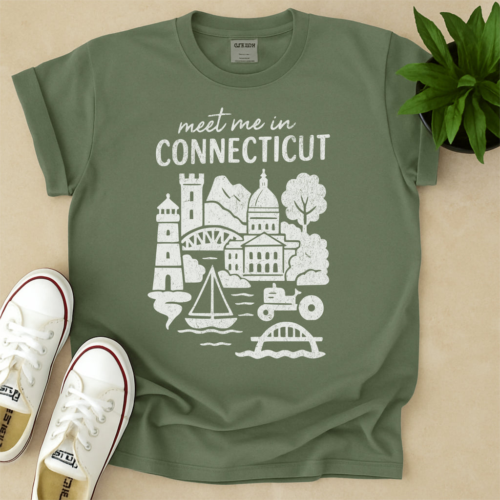 Meet Me In Connecticut Distressed Vintage Landmark State Shirt