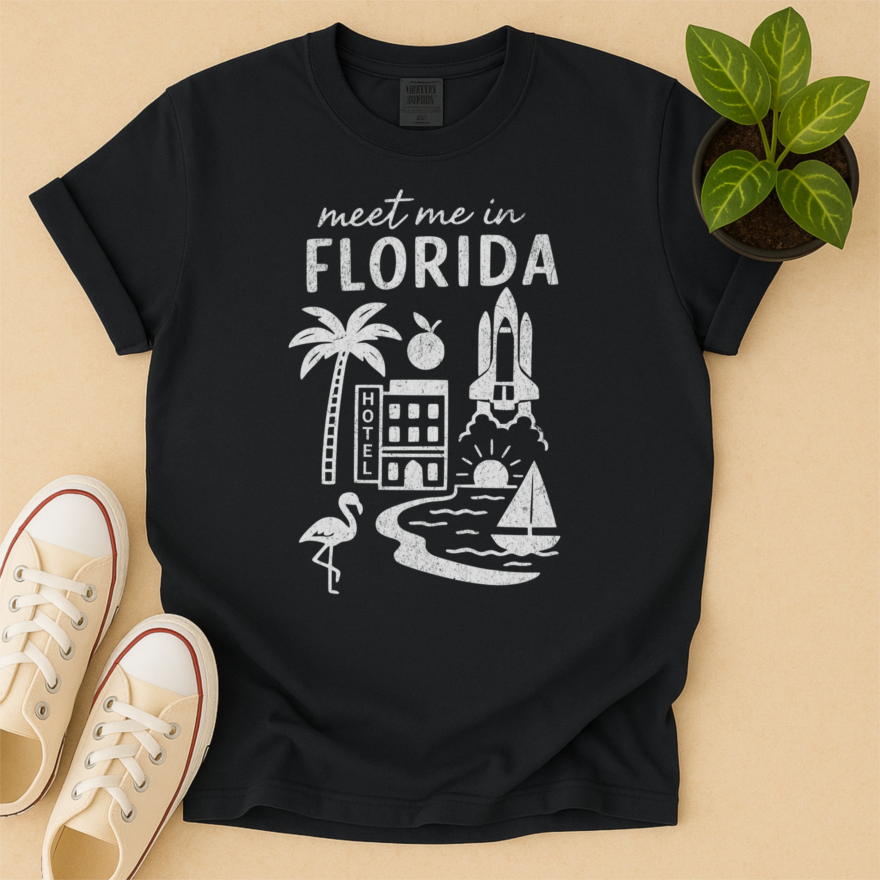 Meet Me In Florida Distressed Vintage Landmark State Shirt