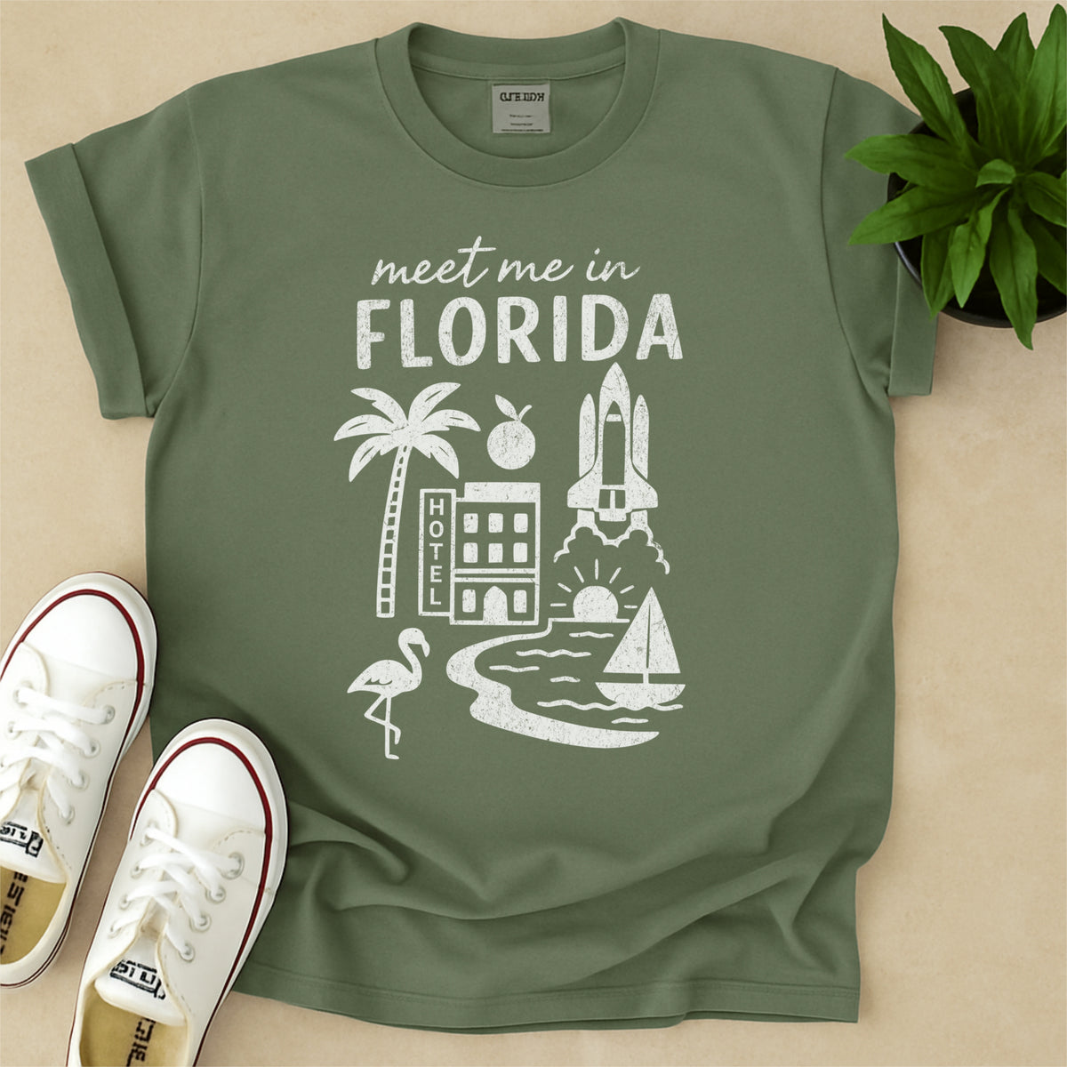 Meet Me In Florida Distressed Vintage Landmark State Shirt