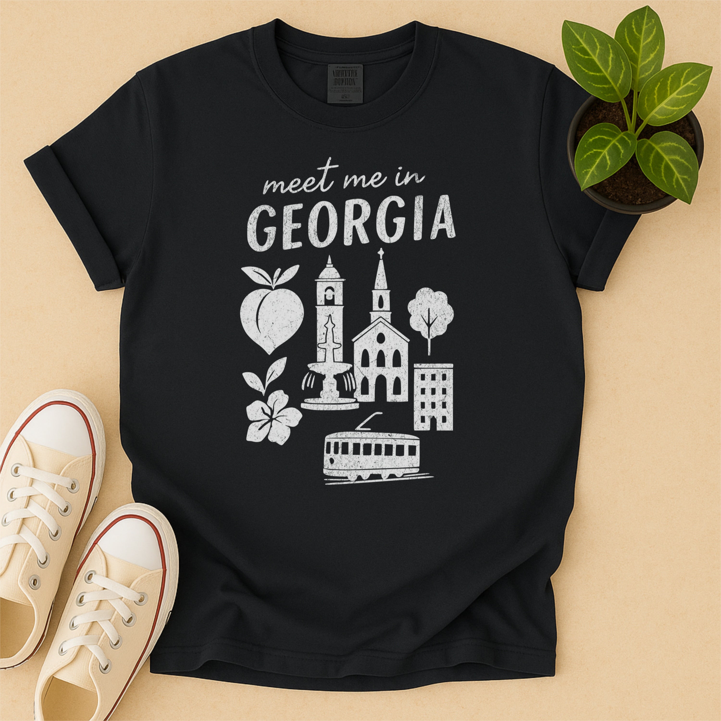 Meet Me In Georgia Distressed Vintage Landmark State Shirt