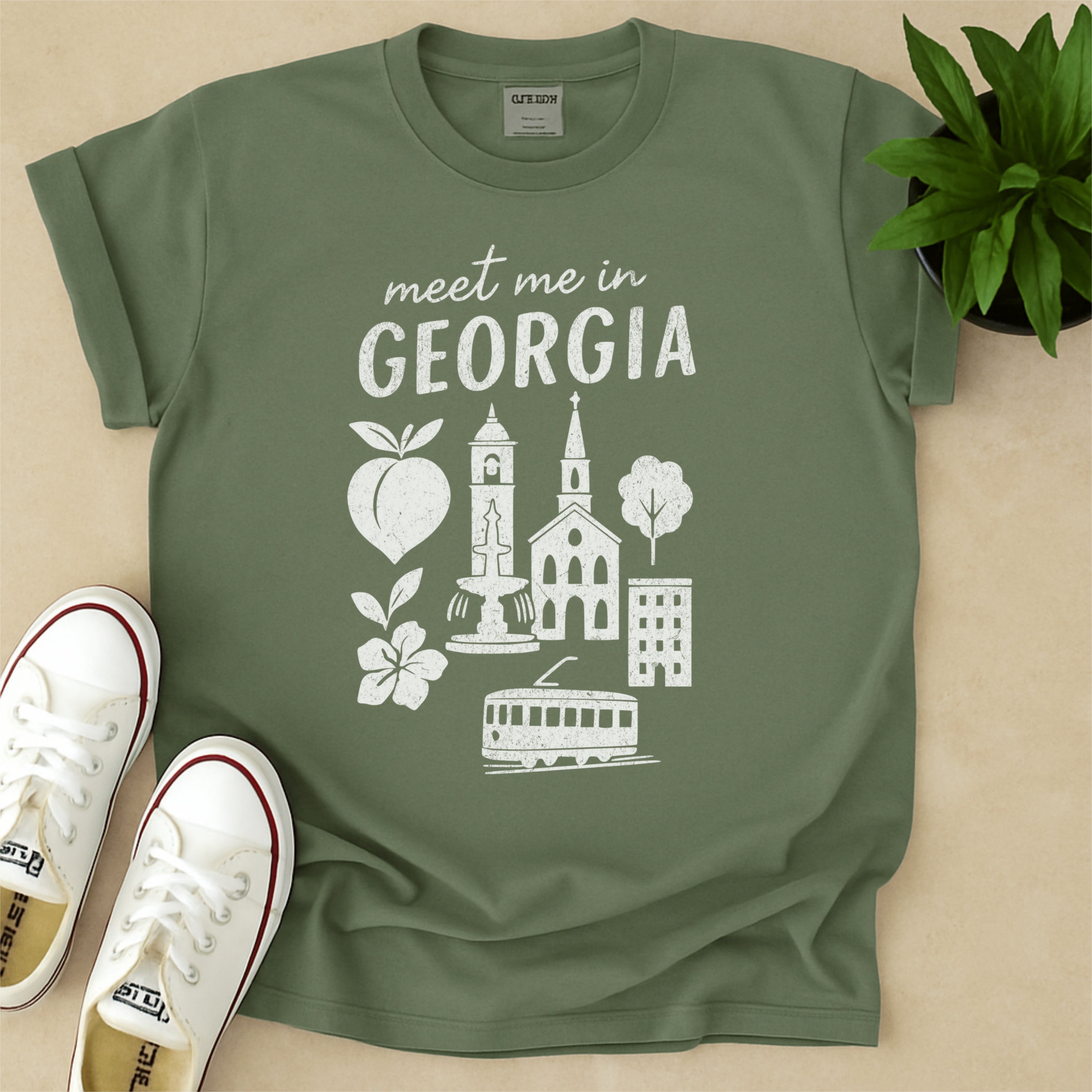 Meet Me In Georgia Distressed Vintage Landmark State Shirt