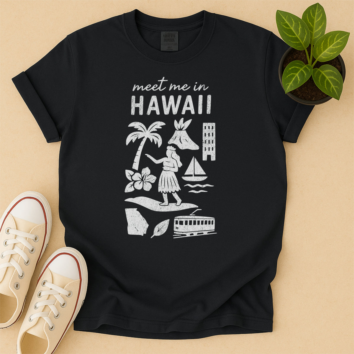 Meet Me In Hawaii Distressed Vintage Landmark State Shirt