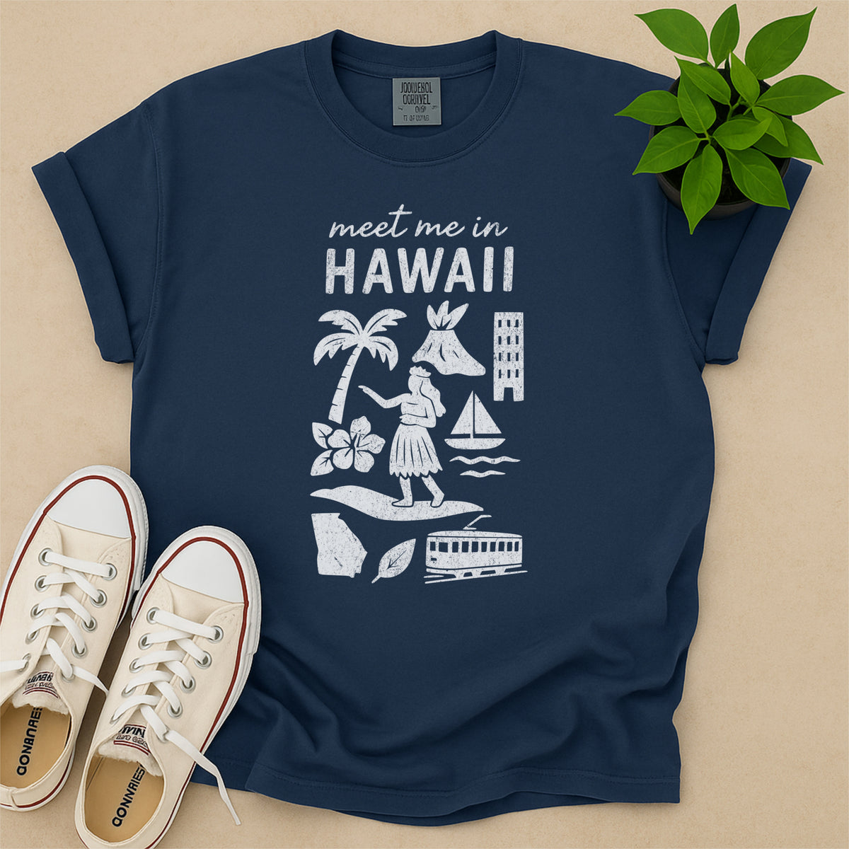 Meet Me In Hawaii Distressed Vintage Landmark State Shirt