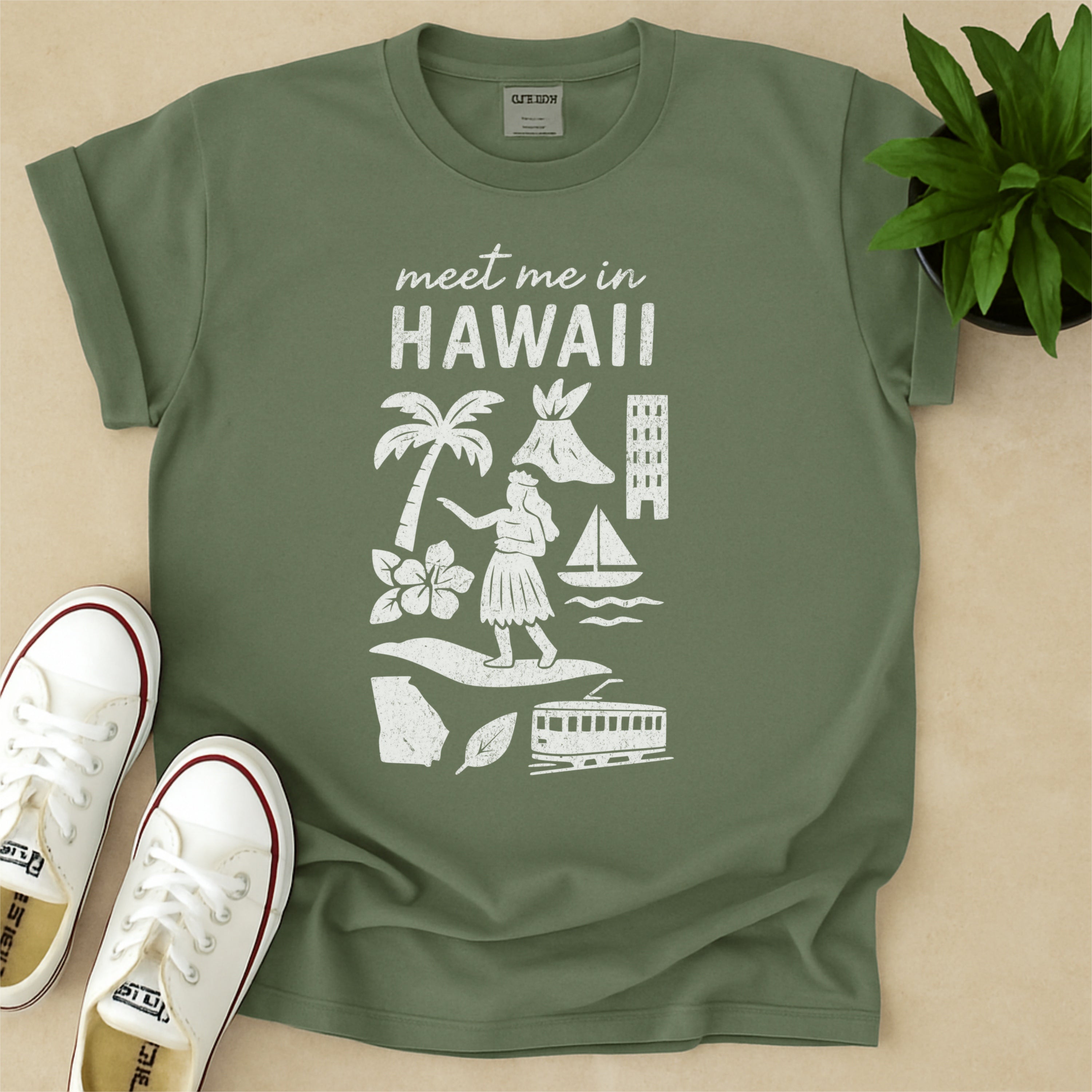 Meet Me In Hawaii Distressed Vintage Landmark State Shirt