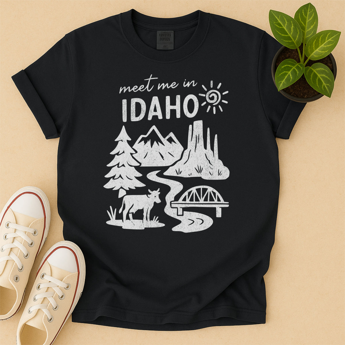 Meet Me In Idaho Distressed Vintage Landmark State Shirt