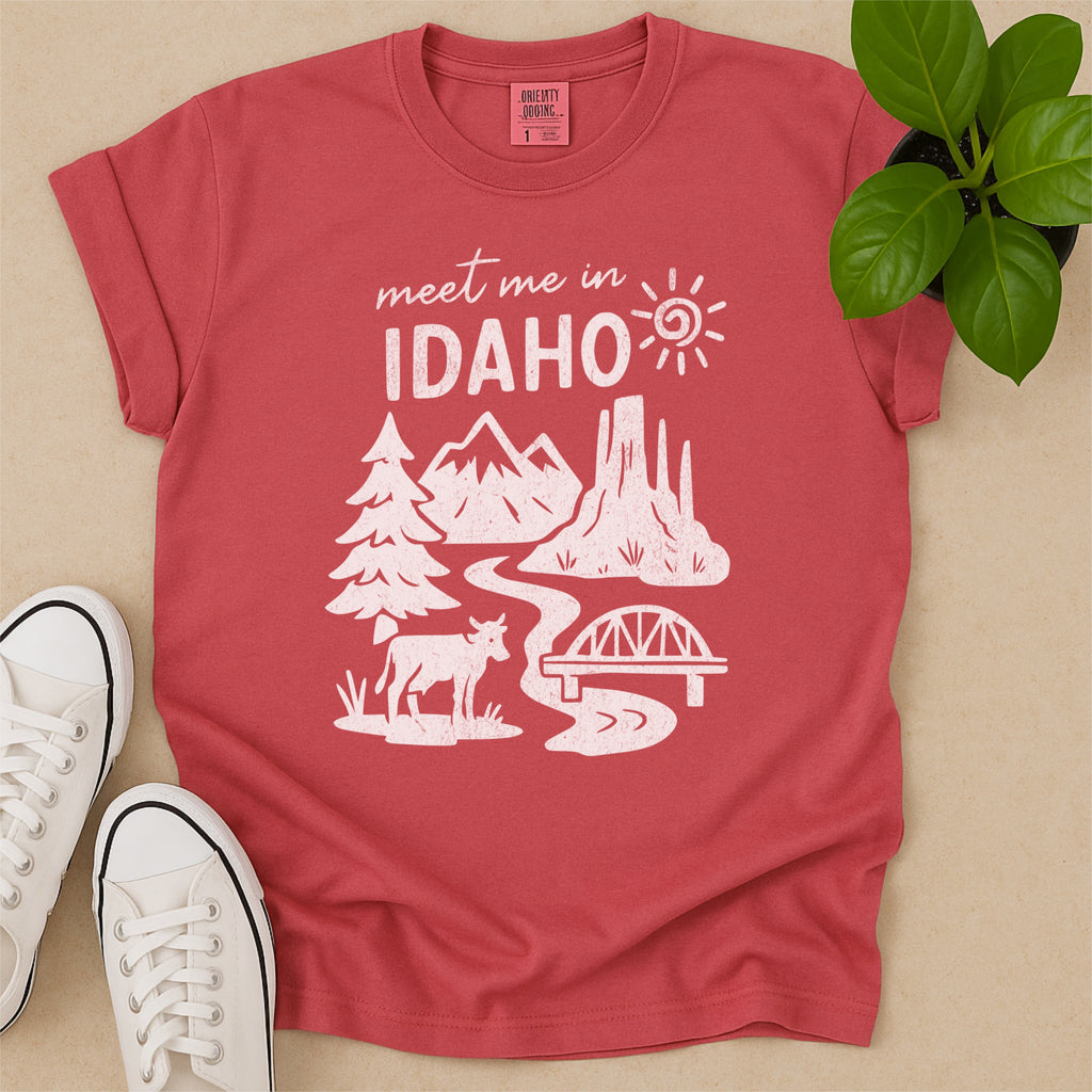 Meet Me In Idaho Distressed Vintage Landmark State Shirt