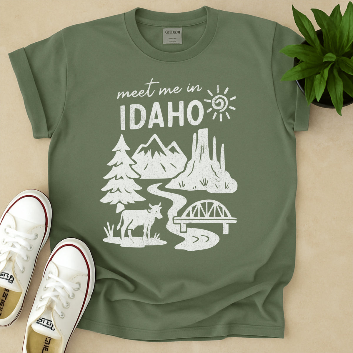 Meet Me In Idaho Distressed Vintage Landmark State Shirt