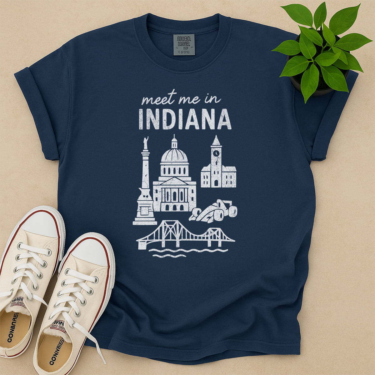 Meet Me In Indiana Distressed Vintage Landmark State Shirt