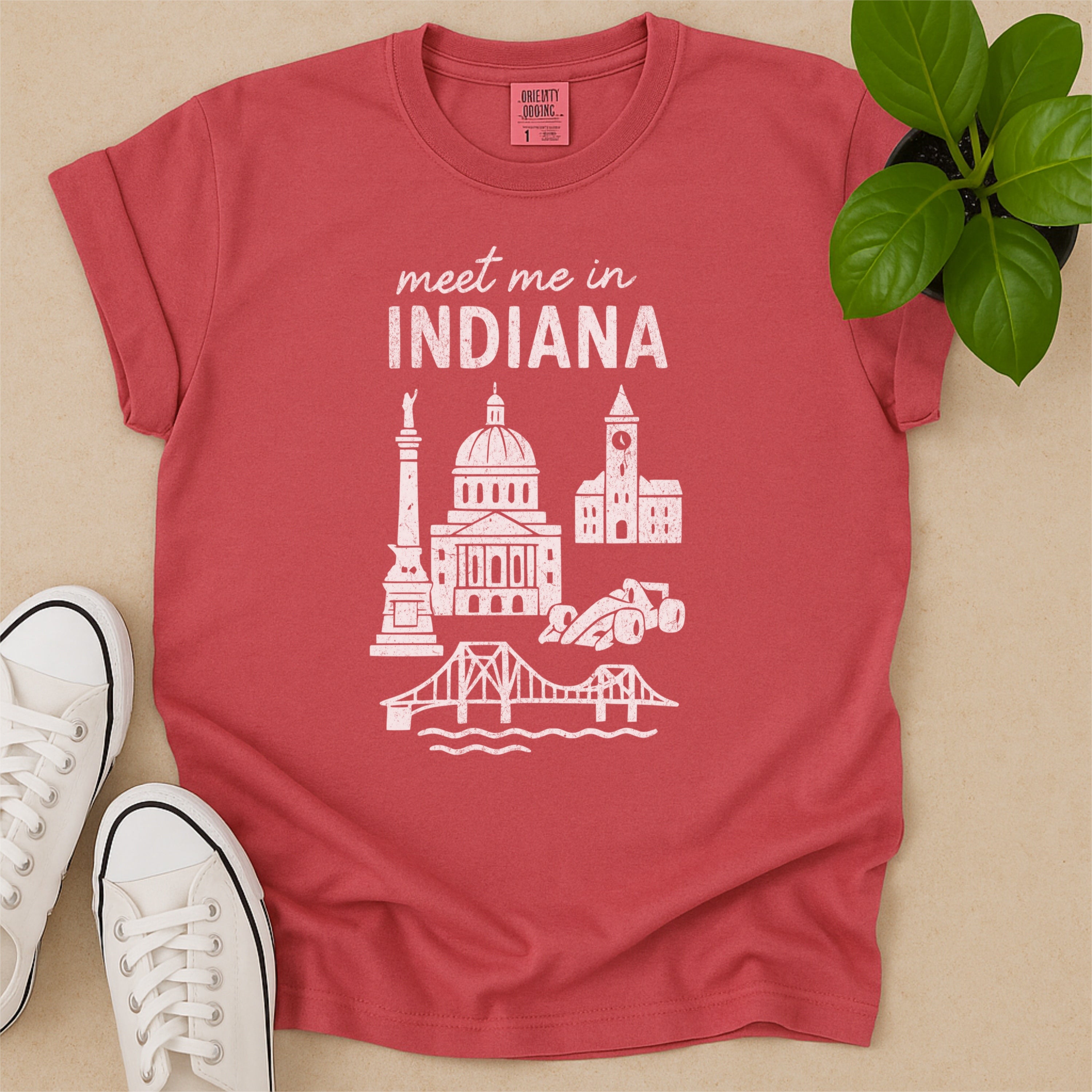 Meet Me In Indiana Distressed Vintage Landmark State Shirt