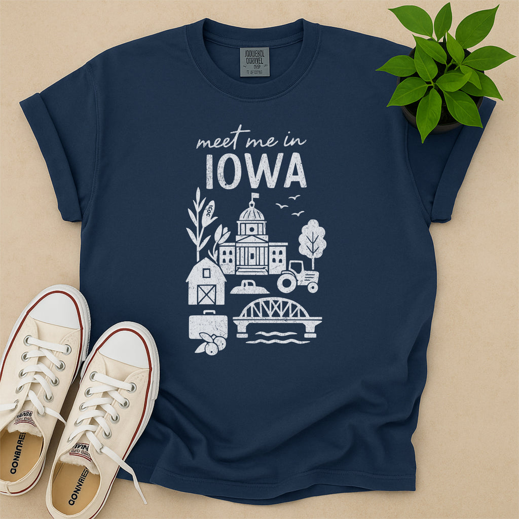 Meet Me In Iowa Distressed Vintage Landmark State Shirt