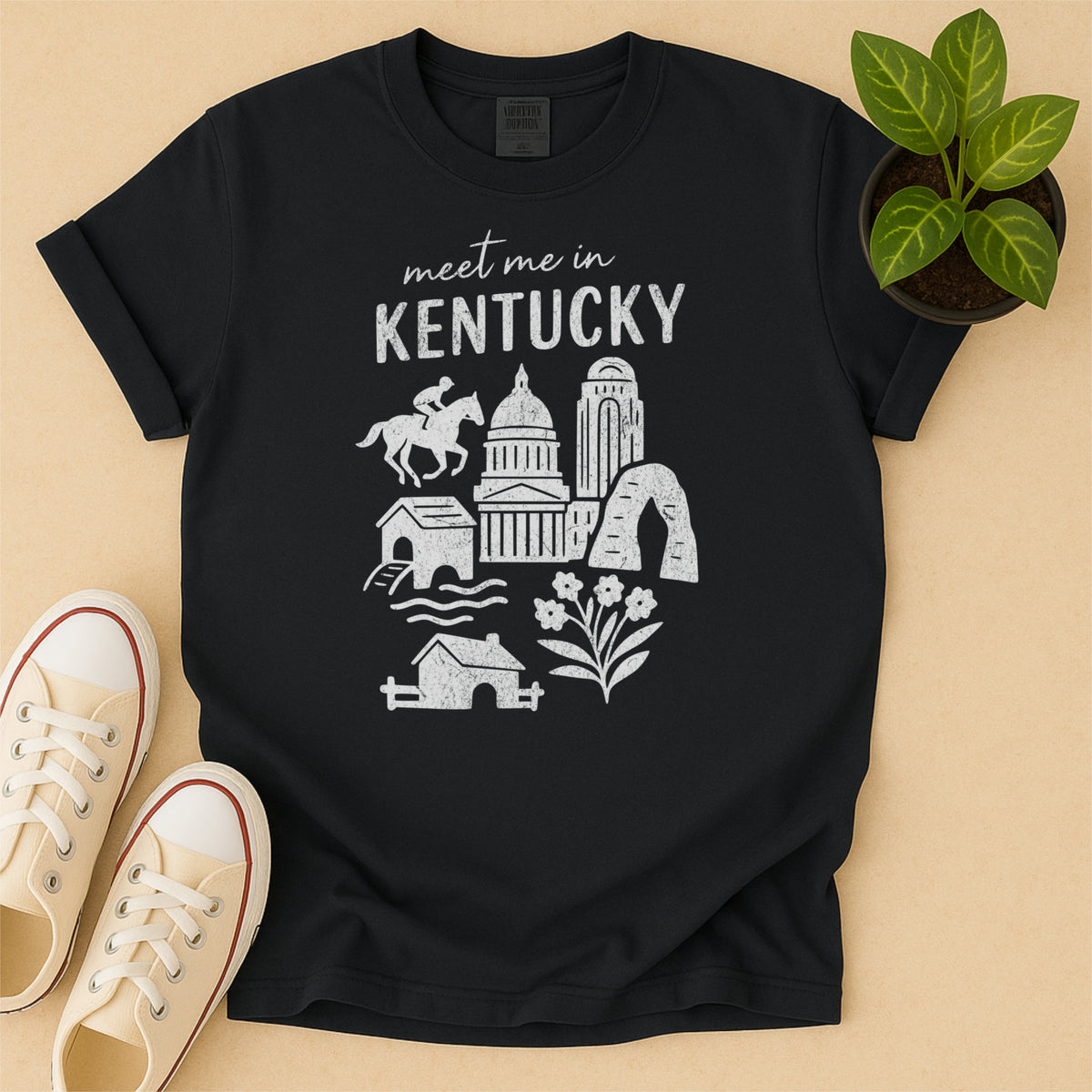 Meet Me In Kentucky Distressed Vintage Landmark State Shirt
