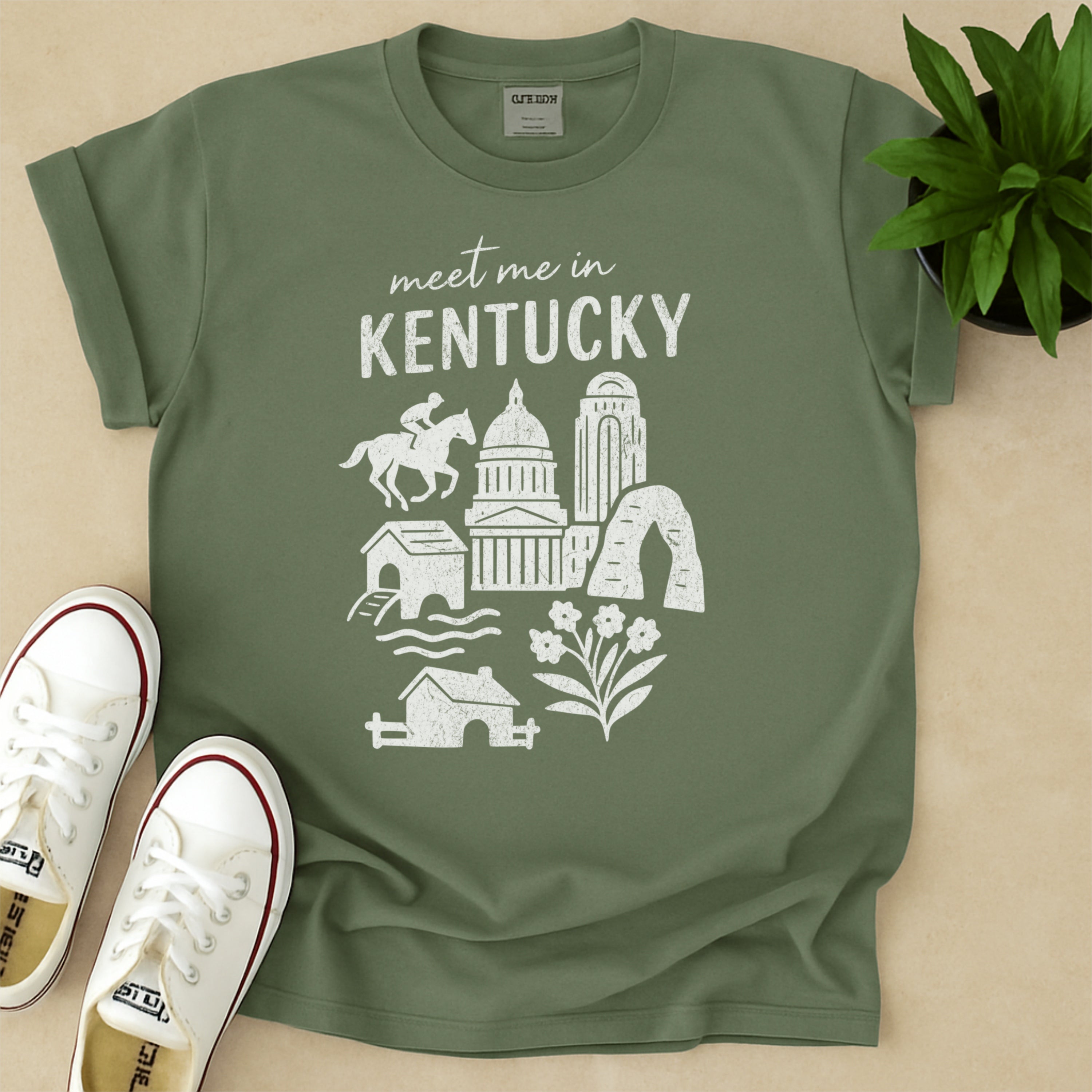 Meet Me In Kentucky Distressed Vintage Landmark State Shirt