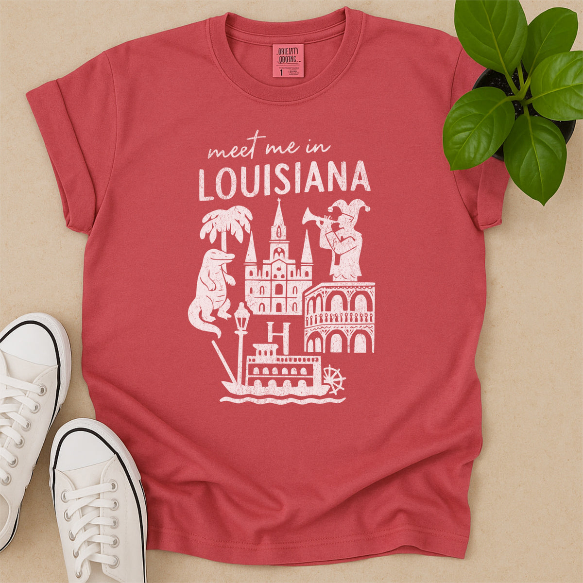 Meet Me In Louisiana Distressed Vintage Landmark State Shirt