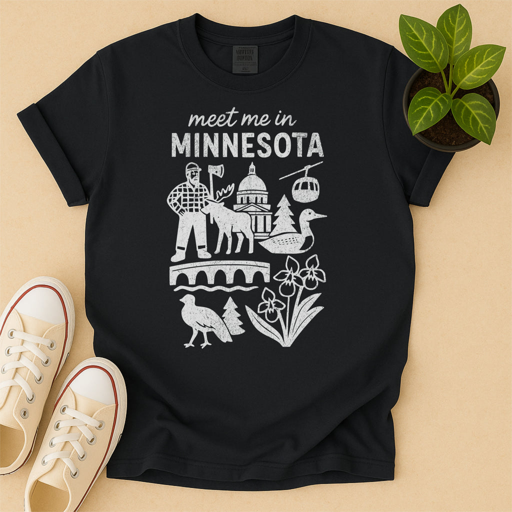 Meet Me In Minnesota Distressed Vintage Landmark State Shirt