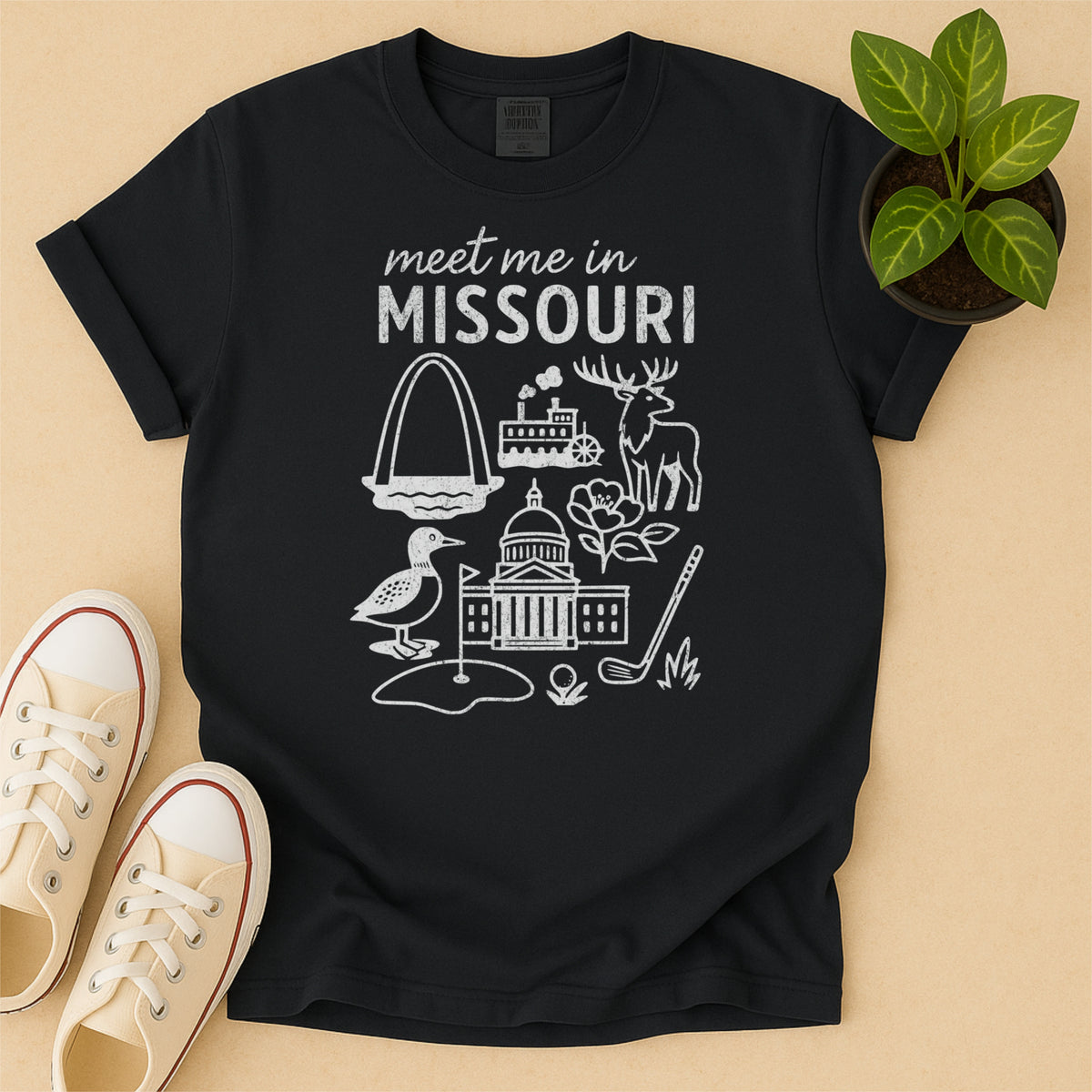 Meet Me In Missouri Distressed Vintage Landmark State Shirt