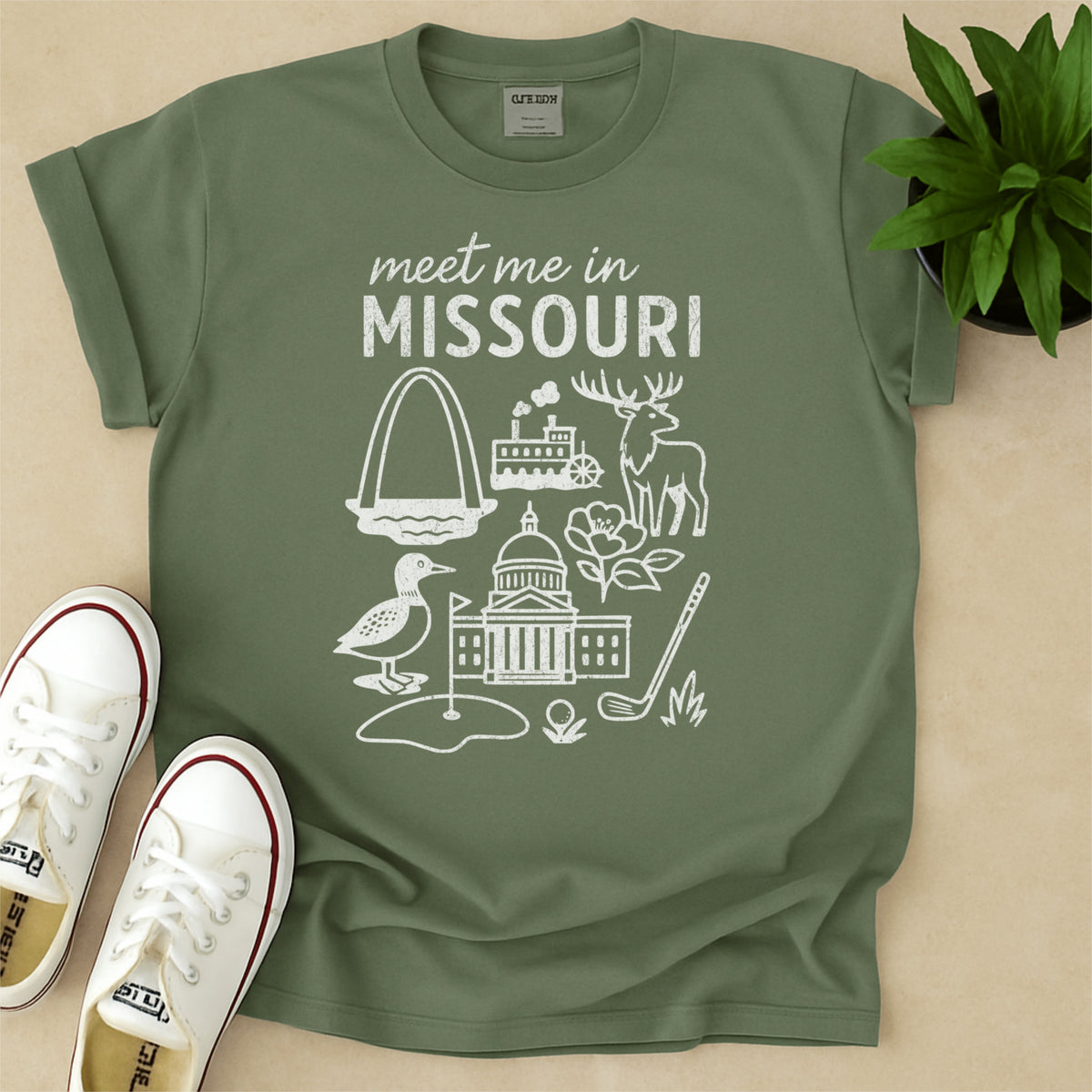Meet Me In Missouri Distressed Vintage Landmark State Shirt