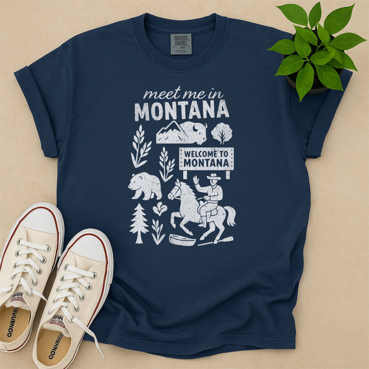 Meet Me In Montana Distressed Vintage Landmark State Shirt