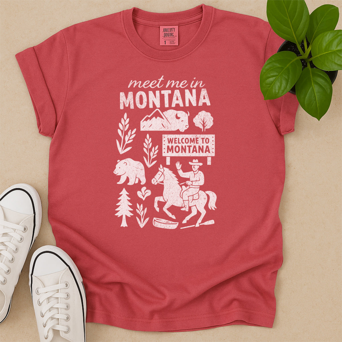Meet Me In Montana Distressed Vintage Landmark State Shirt
