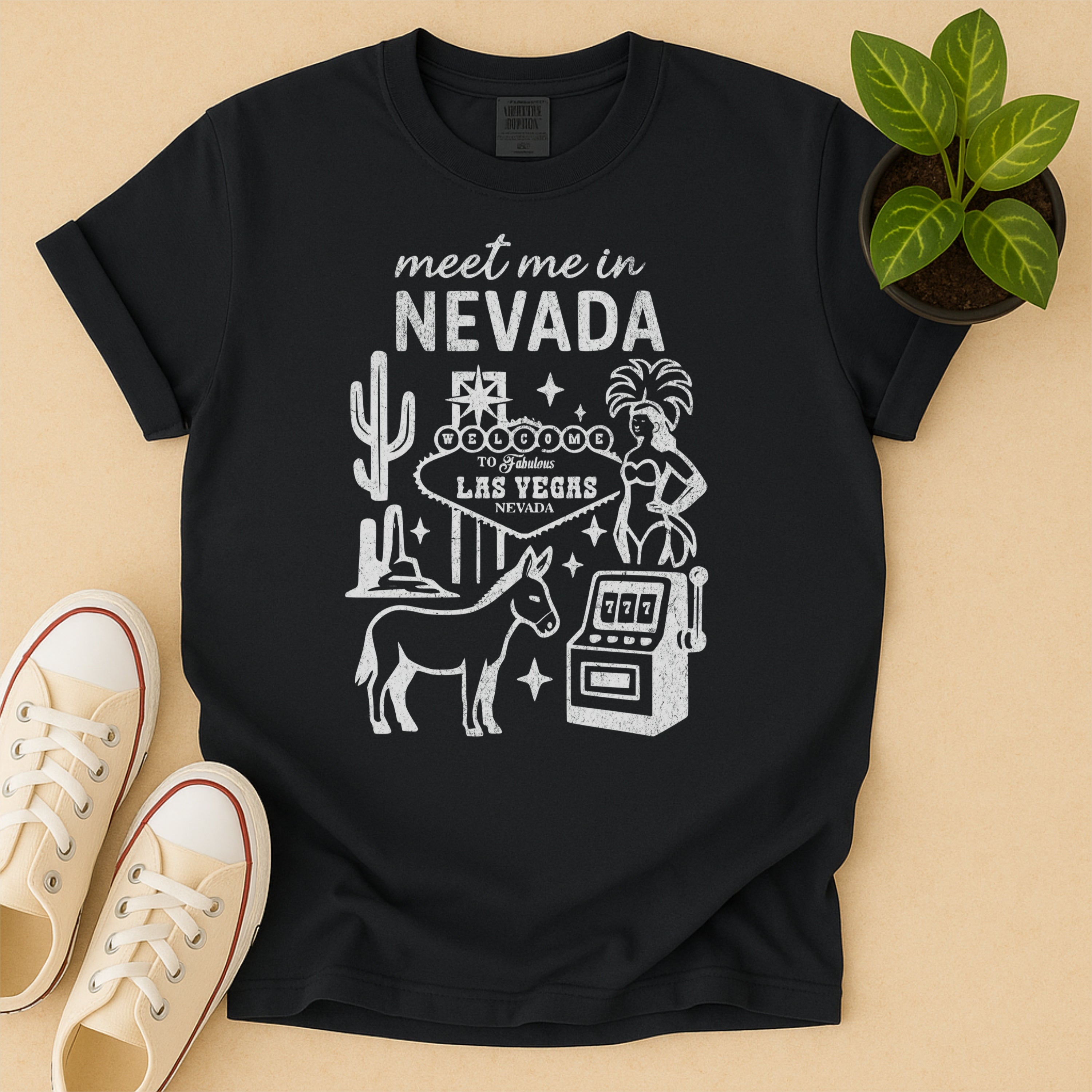 Meet Me In Nevada Distressed Vintage Landmark State Shirt