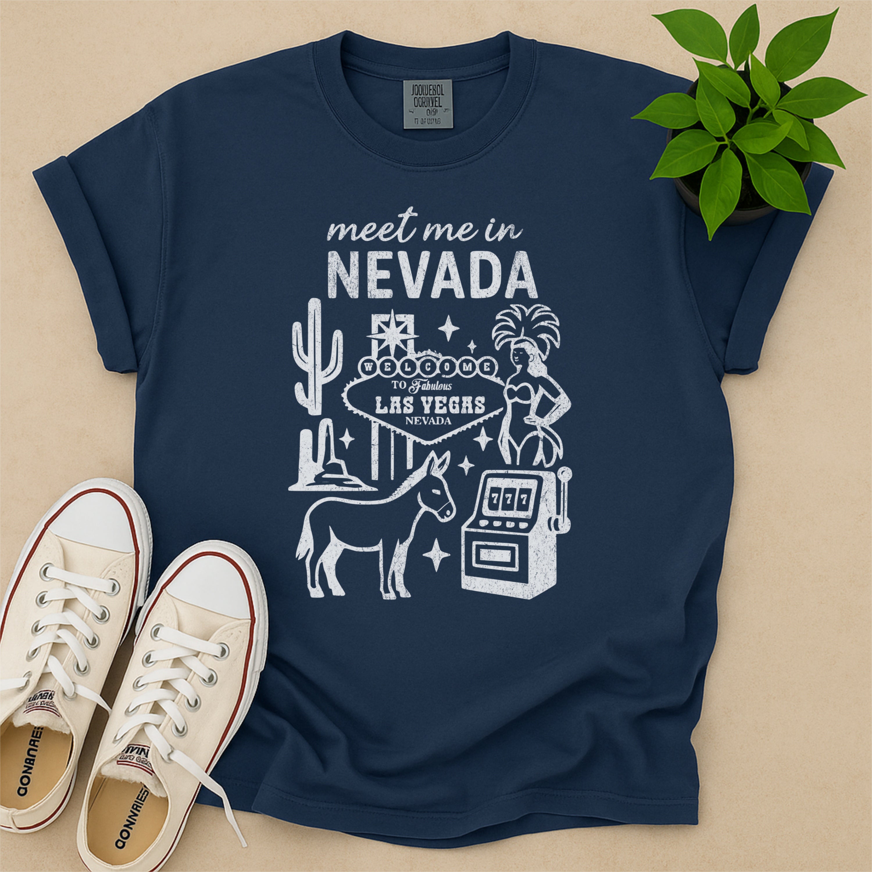 Meet Me In Nevada Distressed Vintage Landmark State Shirt