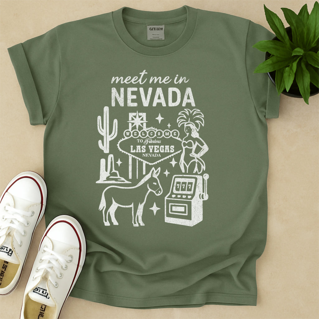 Meet Me In Nevada Distressed Vintage Landmark State Shirt