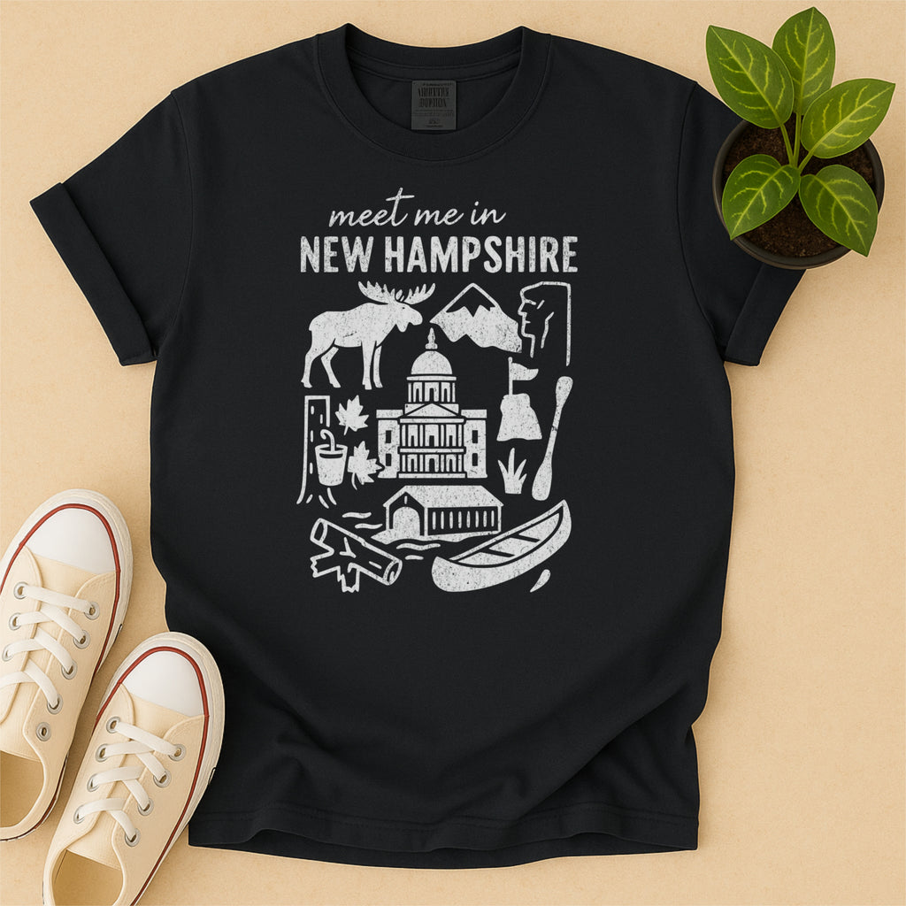 Meet Me In New Hampshire Distressed Vintage Landmark State Shirt