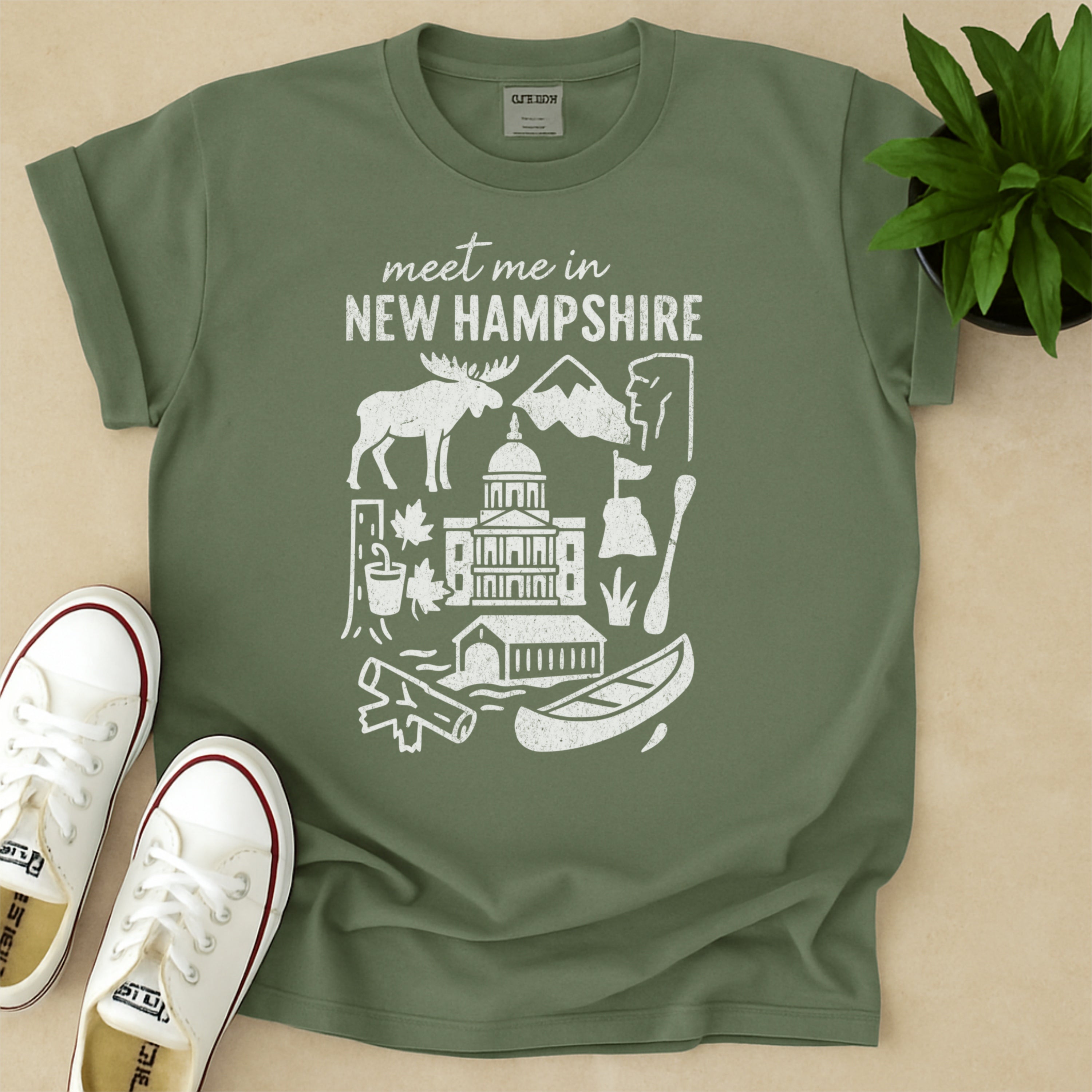 Meet Me In New Hampshire Distressed Vintage Landmark State Shirt