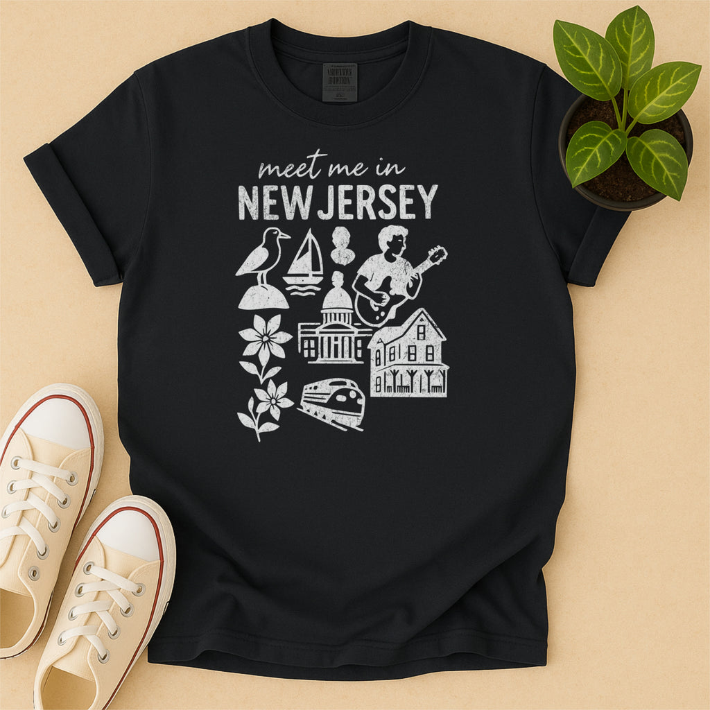 Meet Me In New Jersey Distressed Vintage Landmark State Shirt