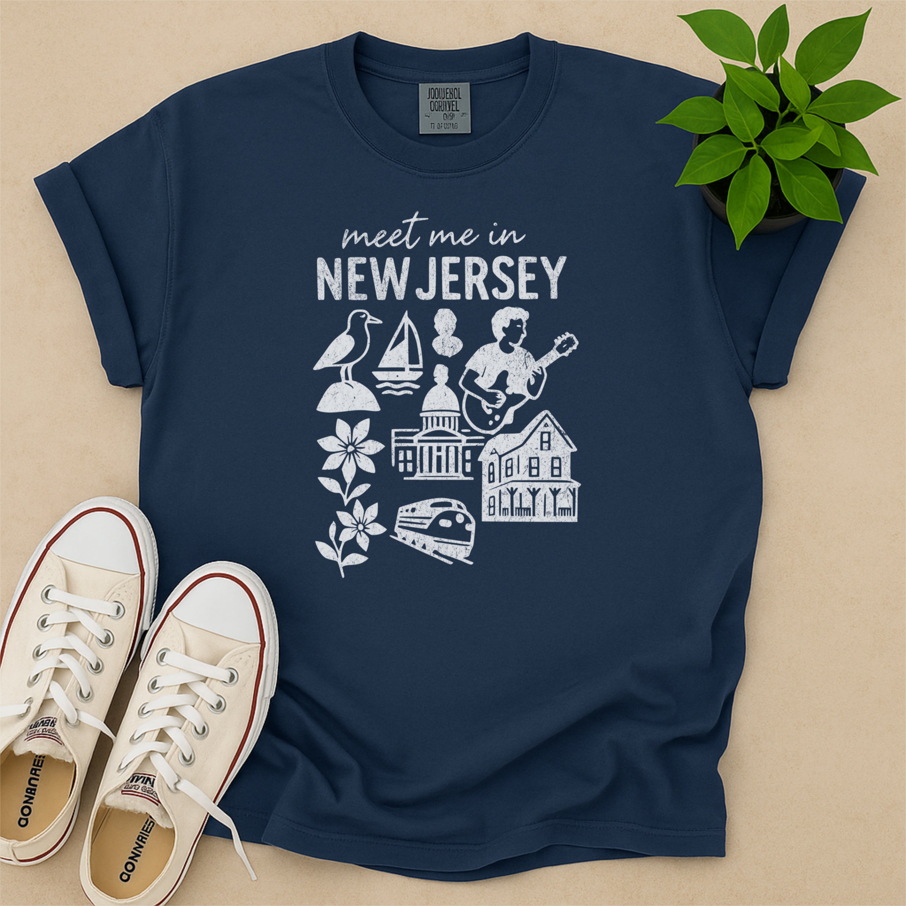 Meet Me In New Jersey Distressed Vintage Landmark State Shirt