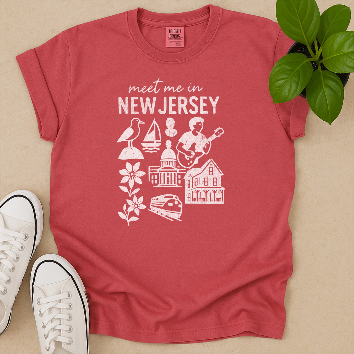 Meet Me In New Jersey Distressed Vintage Landmark State Shirt