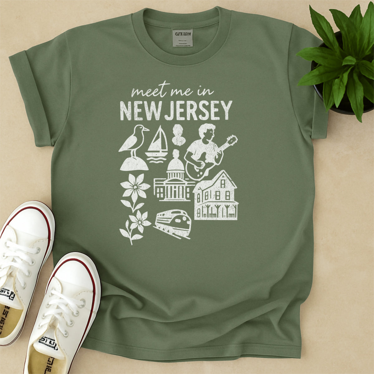 Meet Me In New Jersey Distressed Vintage Landmark State Shirt