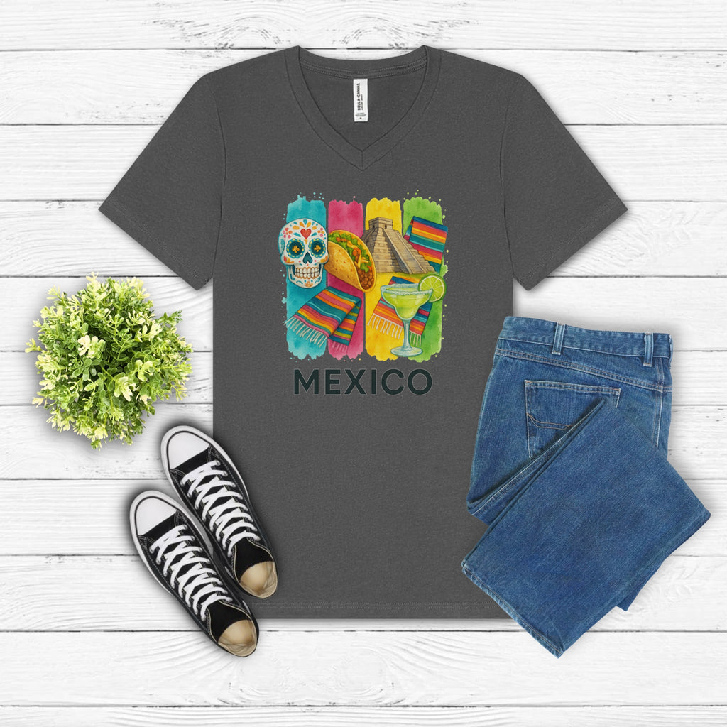 Mexico Brushstroke Watercolor V-Neck Shirt