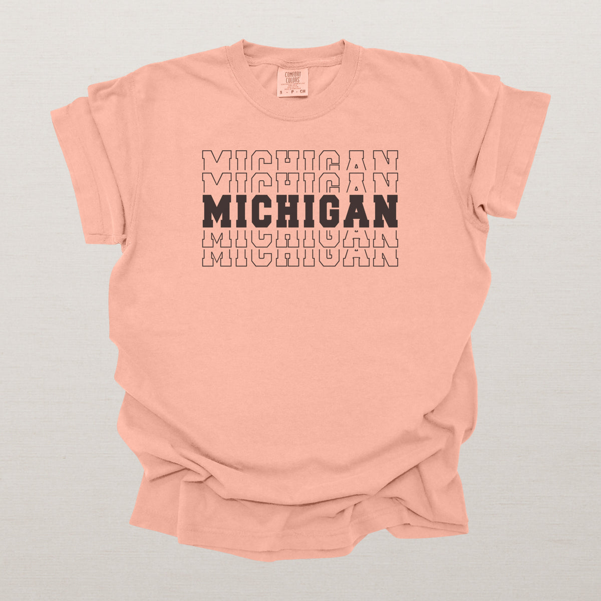 Michigan Varsity Echo State Shirt | Comfort Colors Black Text