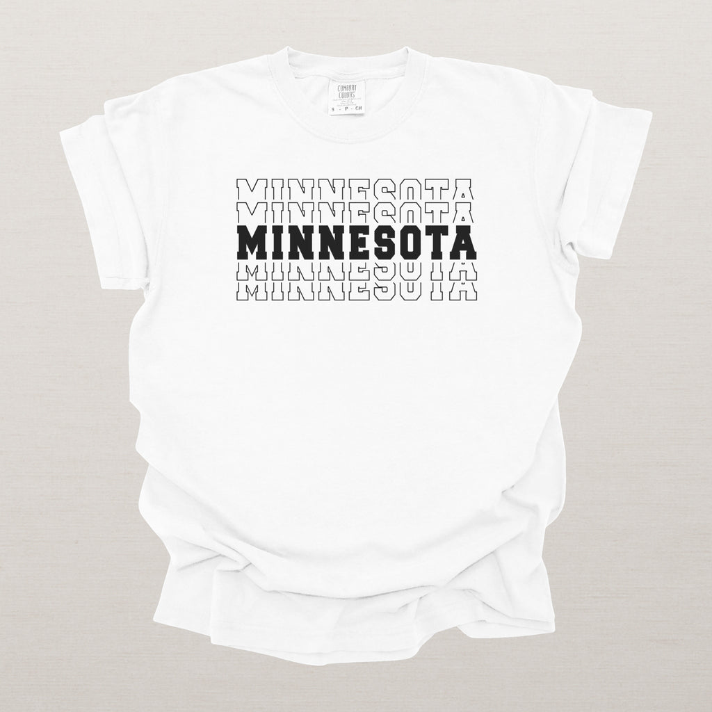 Minnesota Varsity Echo State Shirt | Comfort Colors Black Text