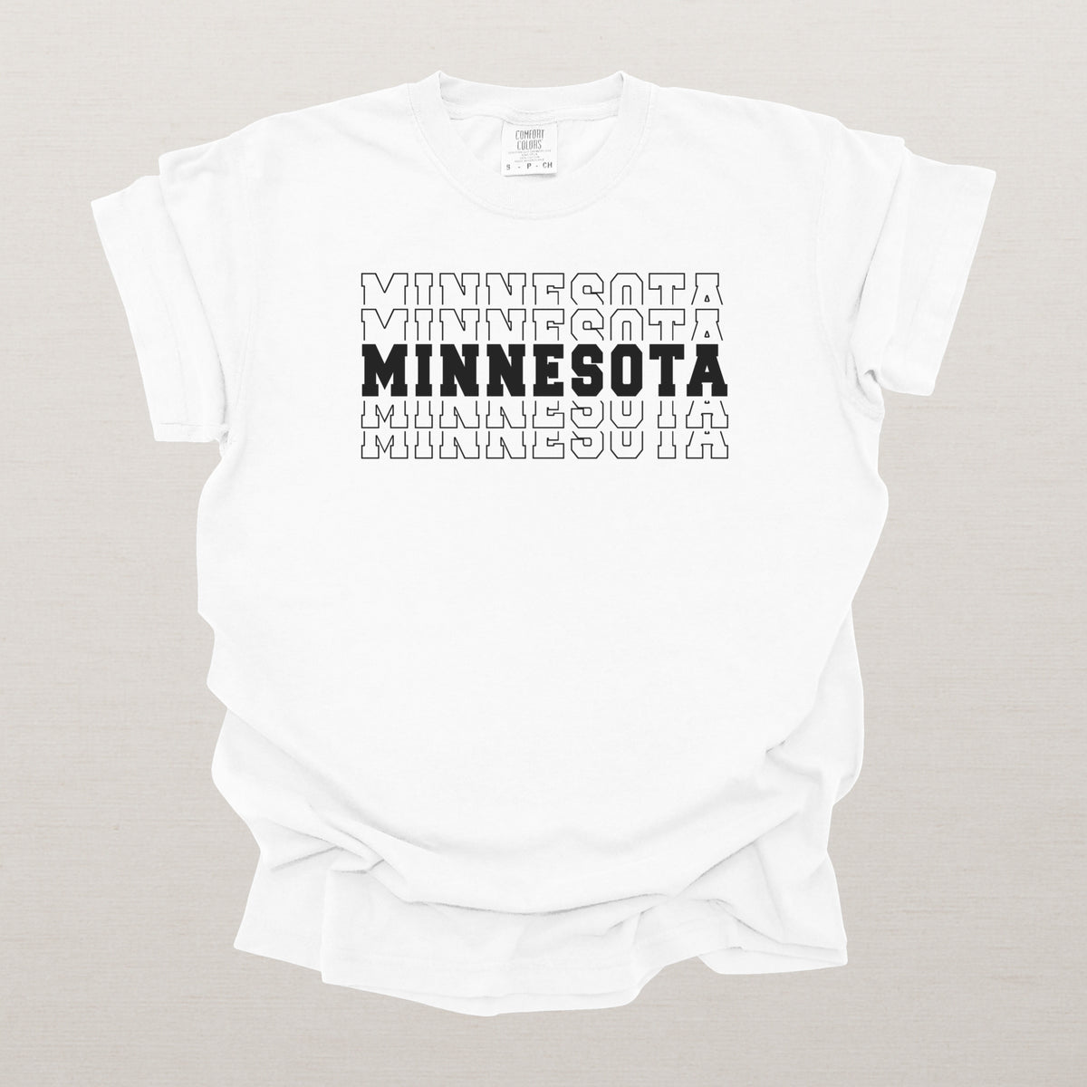 Minnesota Varsity Echo State Shirt | Comfort Colors Black Text