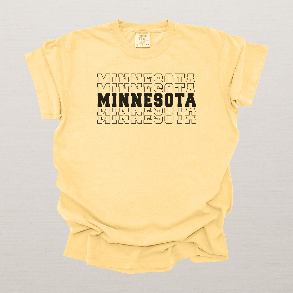 Minnesota Varsity Echo State Shirt | Comfort Colors Black Text