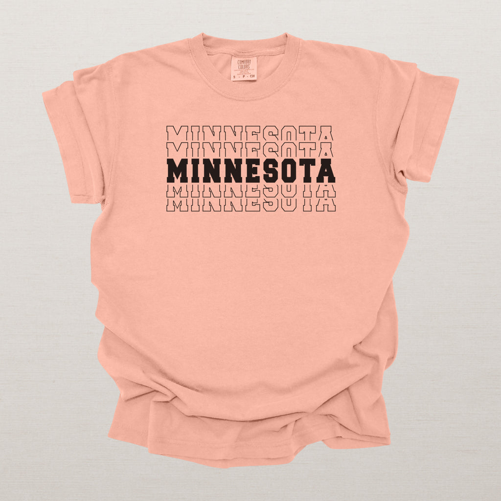 Minnesota Varsity Echo State Shirt | Comfort Colors Black Text