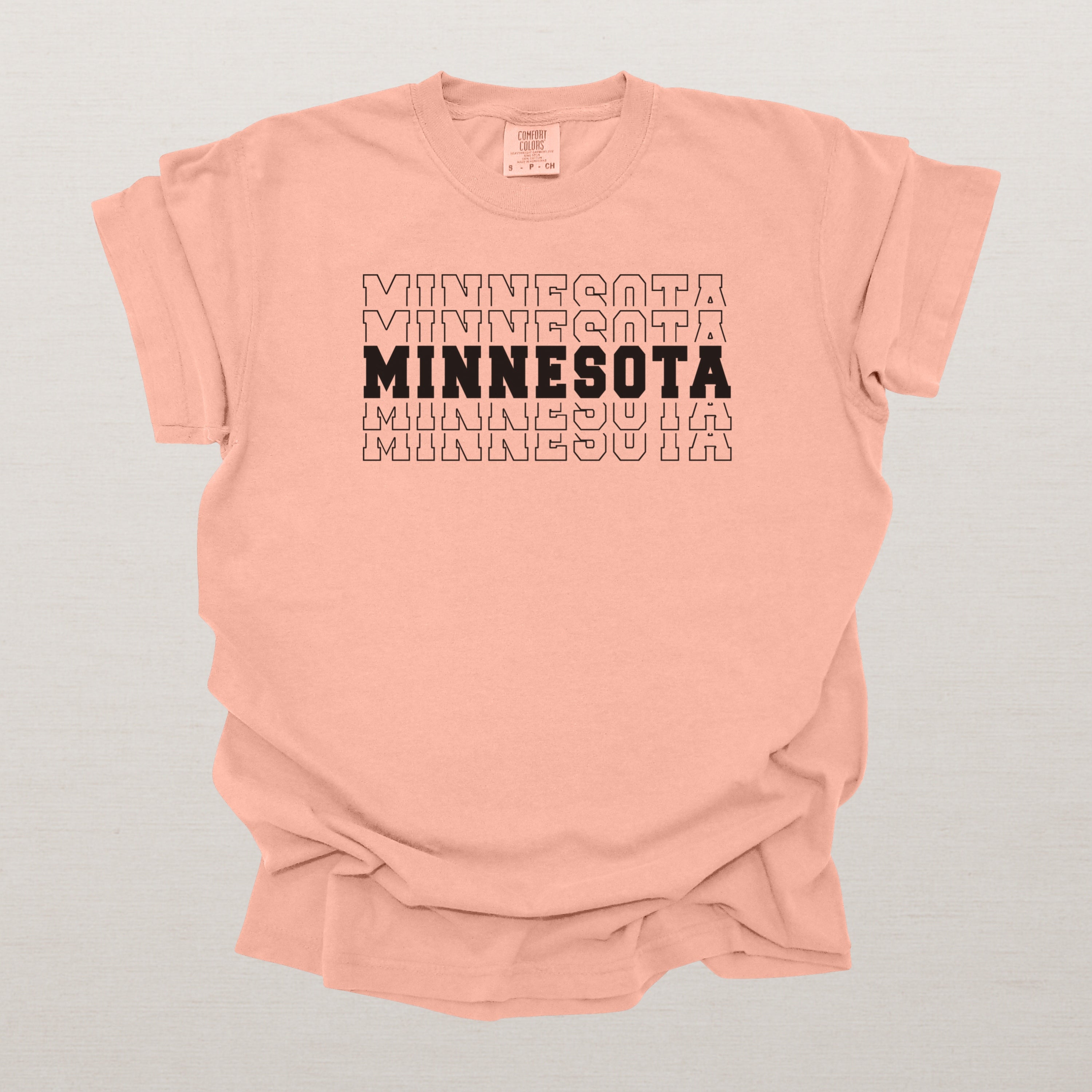 Minnesota Varsity Echo State Shirt | Comfort Colors Black Text