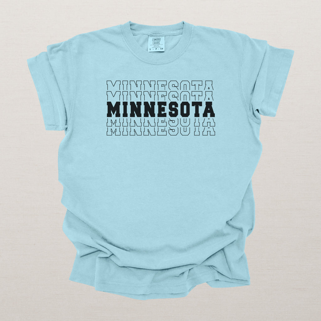 Minnesota Varsity Echo State Shirt | Comfort Colors Black Text
