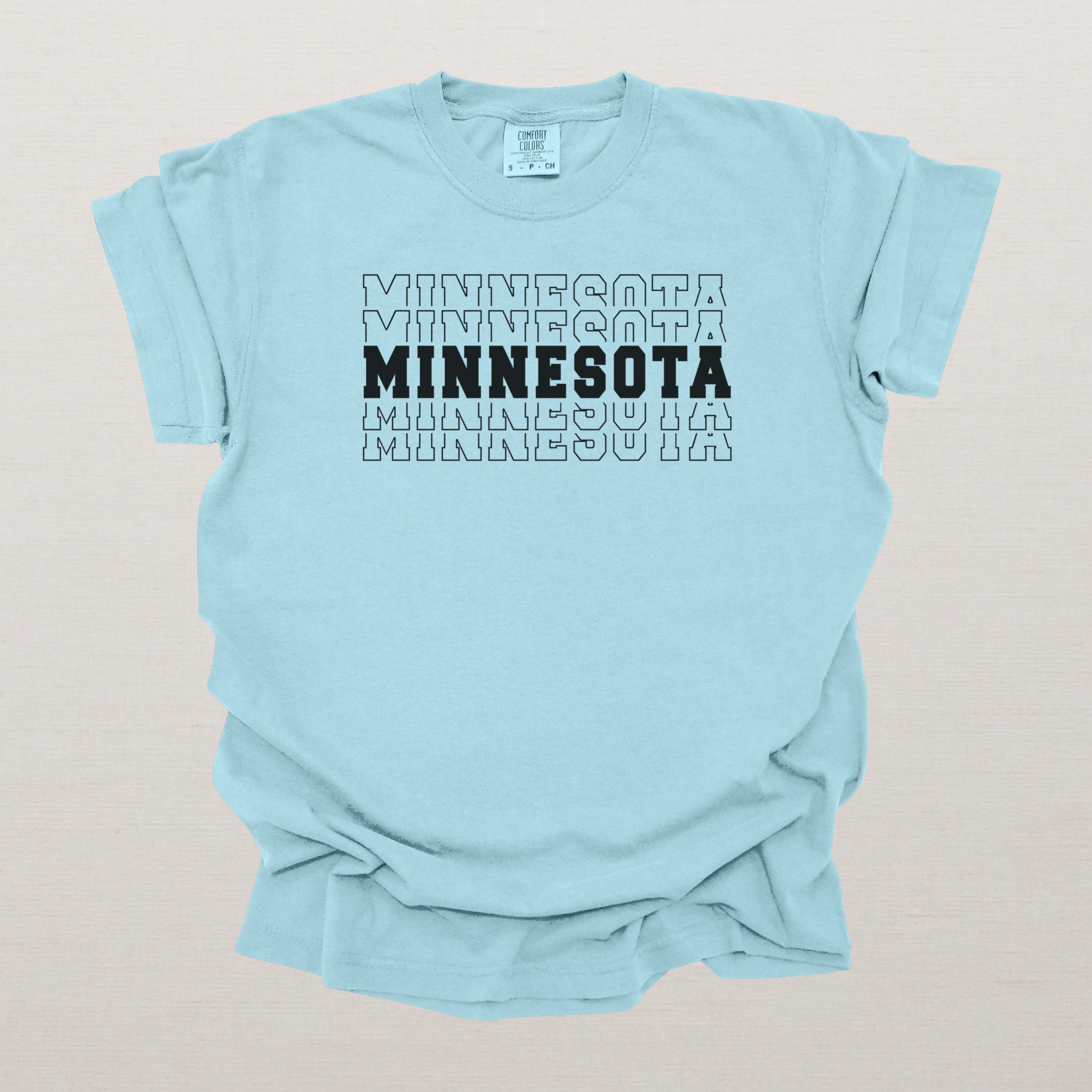 Minnesota Varsity Echo State Shirt | Comfort Colors Black Text