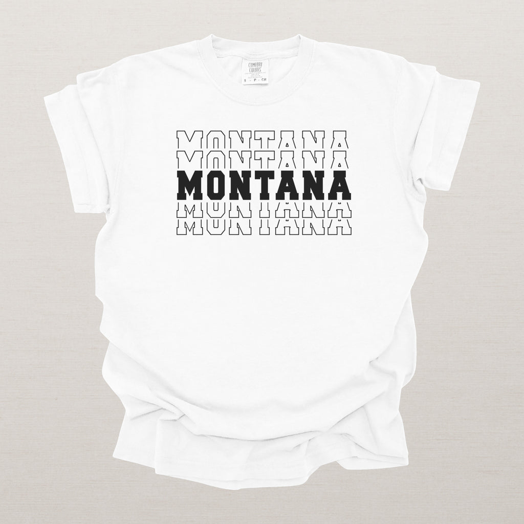 Montana Varsity Echo State Shirt | Comfort Colors Black Text