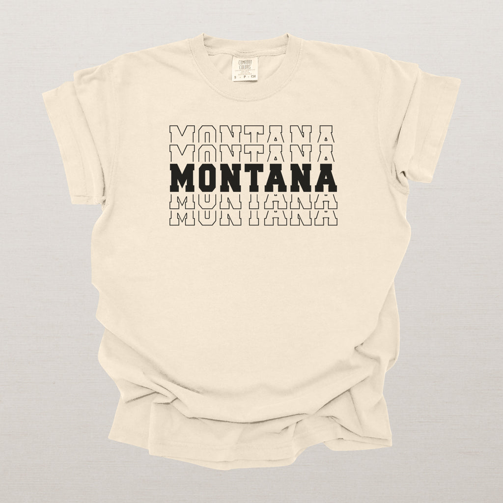 Montana Varsity Echo State Shirt | Comfort Colors Black Text