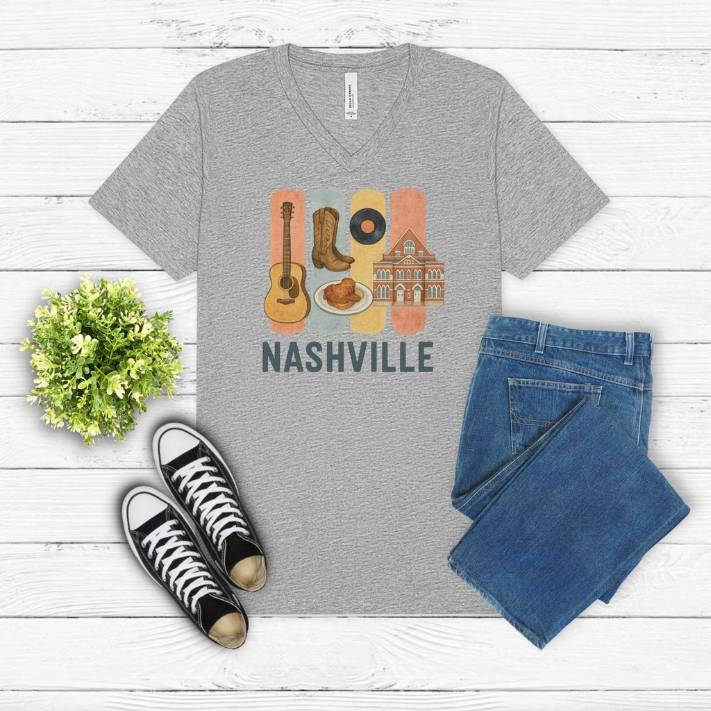 Nashville Brushstroke Watercolor V-Neck Shirt